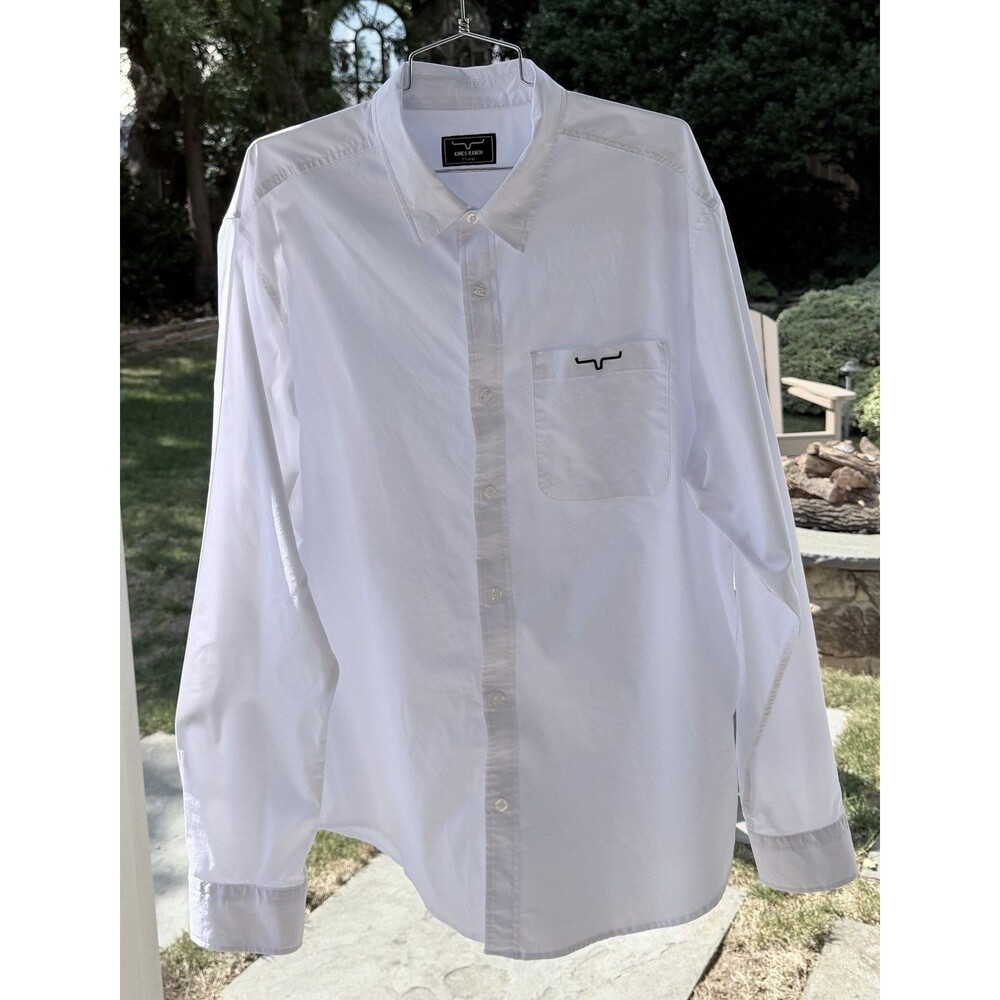 Men’s Kimes Ranch White Button Up Long Sleeve Shirt Cotton Coolmax XL Perfect